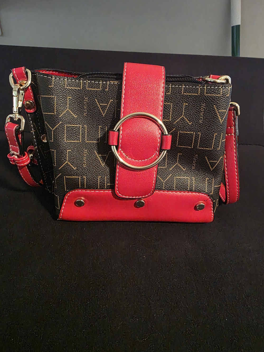 Designer-Inspired Black and Red Crossbody Bag